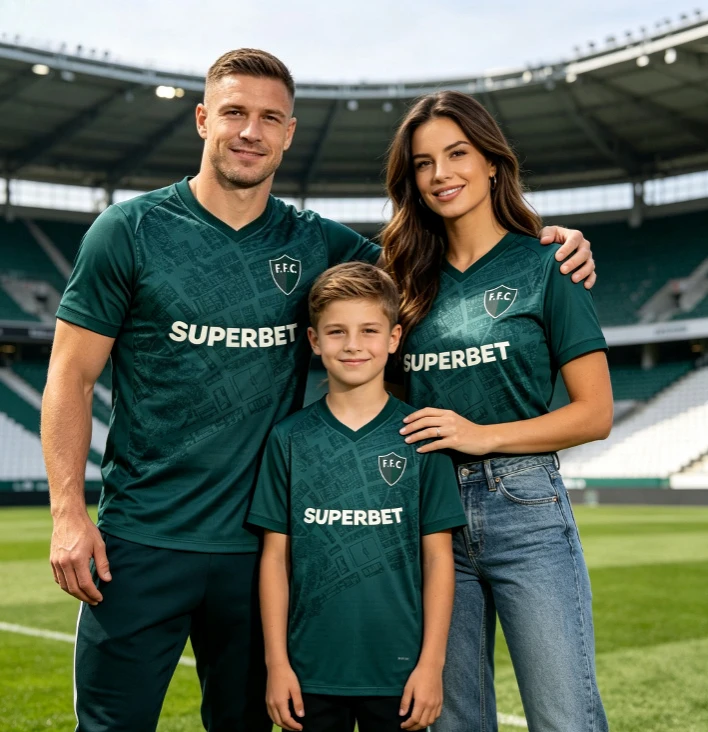 Maillot de football domicile Fluminense FC pour hommes, femmes et enfants, à manches courtes et col en V, t-shirt de football assorti pour la famille, vêtements de sport pour les fans et l'entraînement.
