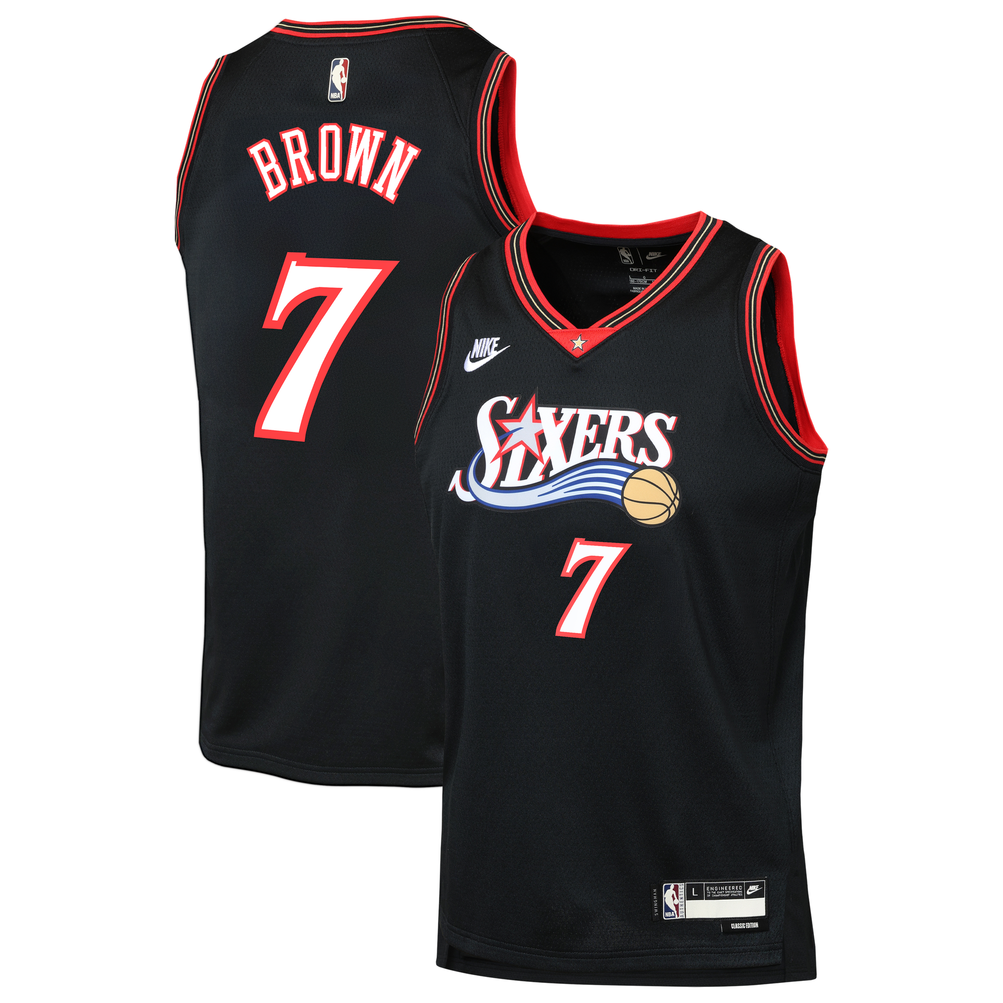 Maillot Nike Classic Edition des Philadelphia 76ers - Noir - Jaylen Brown - Enfant - unisexe Taille: XL (18/20)