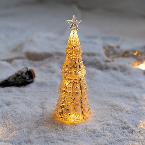 Ornamenti luminosi in vetro per albero di Natale, statuetta luminosa per albero di Natale con luce, decorazioni luminose per la casa, decorazioni da scrivania, regali per la casa, centrotavola per