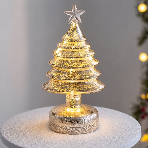 Ornamenti luminosi in vetro per albero di Natale, statuetta luminosa per albero di Natale con luce, decorazioni luminose per la casa, decorazioni da scrivania, regali per la casa, centrotavola per