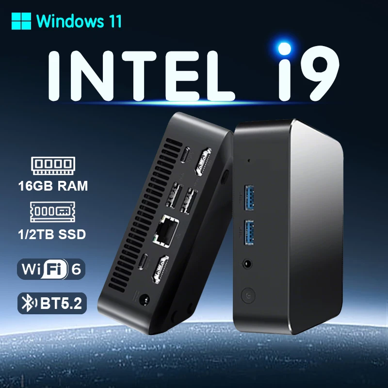 Mini PC 2026 Intel Core I9 10980HK N150 Windows 11 Pro Ordinateur de jeu PC 16 Go de RAM 1 To de SSD M.2 WiFi6 BT5.2 PC de bureau portable