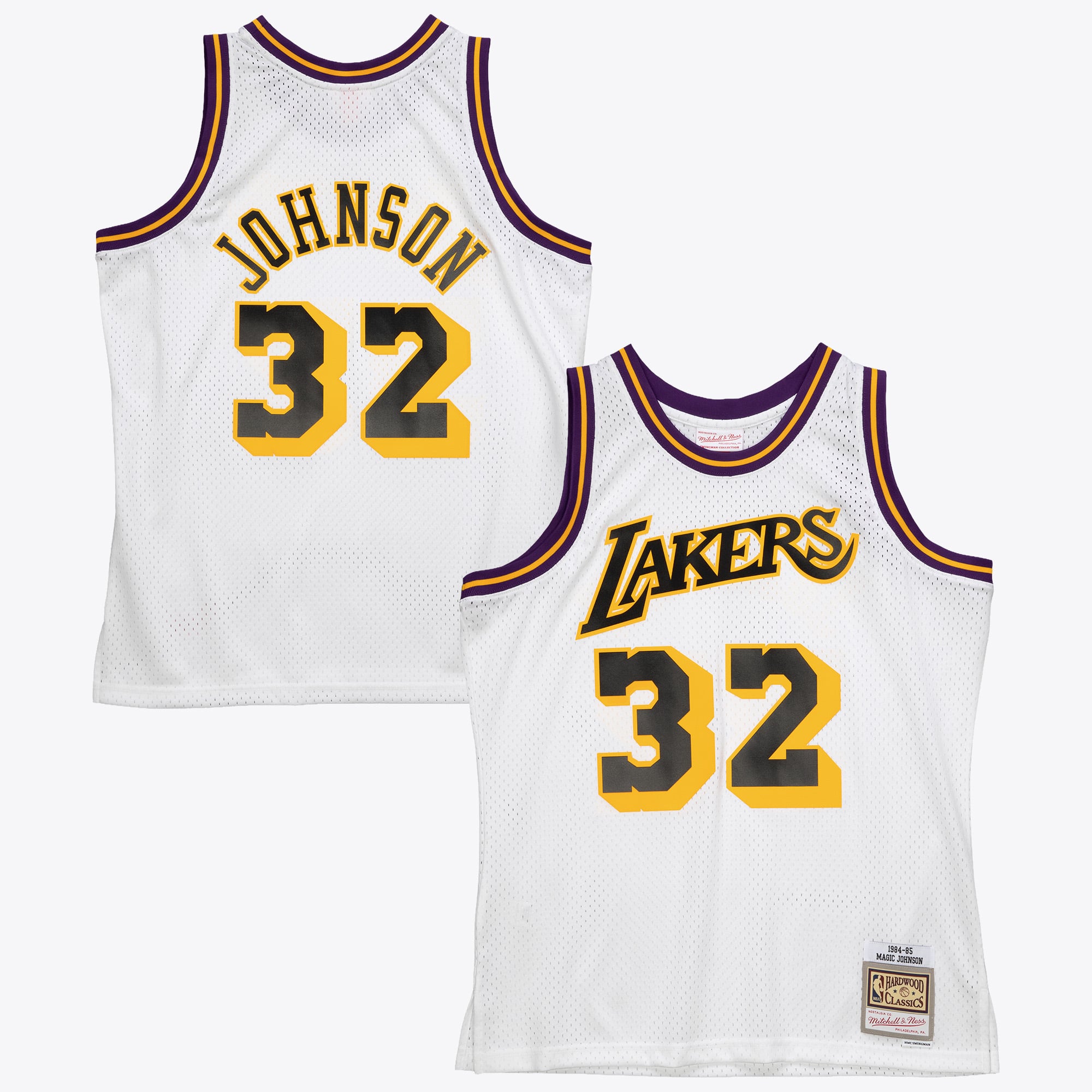 Maillot authentique Mitchell & Ness Magic Johnson 1984 Reload des Los Angeles Lakers - Blanc - Homme Taille: XL