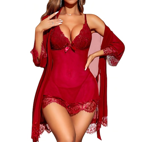Set Noël Robe Sous-Vêtements Lingerie Babydoll avec string Maille Sexy Vilain pour Femmes Adultes Noël Nouvel An la veille de Noël Soirée Offrir des cadeaux Réunion de famille Robe Sous-vêtement
