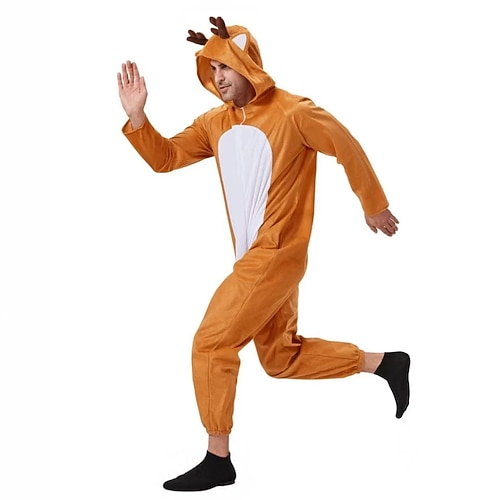 Pyjama de Noël Costume grenouillère Renne Nouveauté Drôle pour Unisexe Adultes Noël Nouvel An la veille de Noël Soirée Offrir des cadeaux Réunion de famille Combinaison