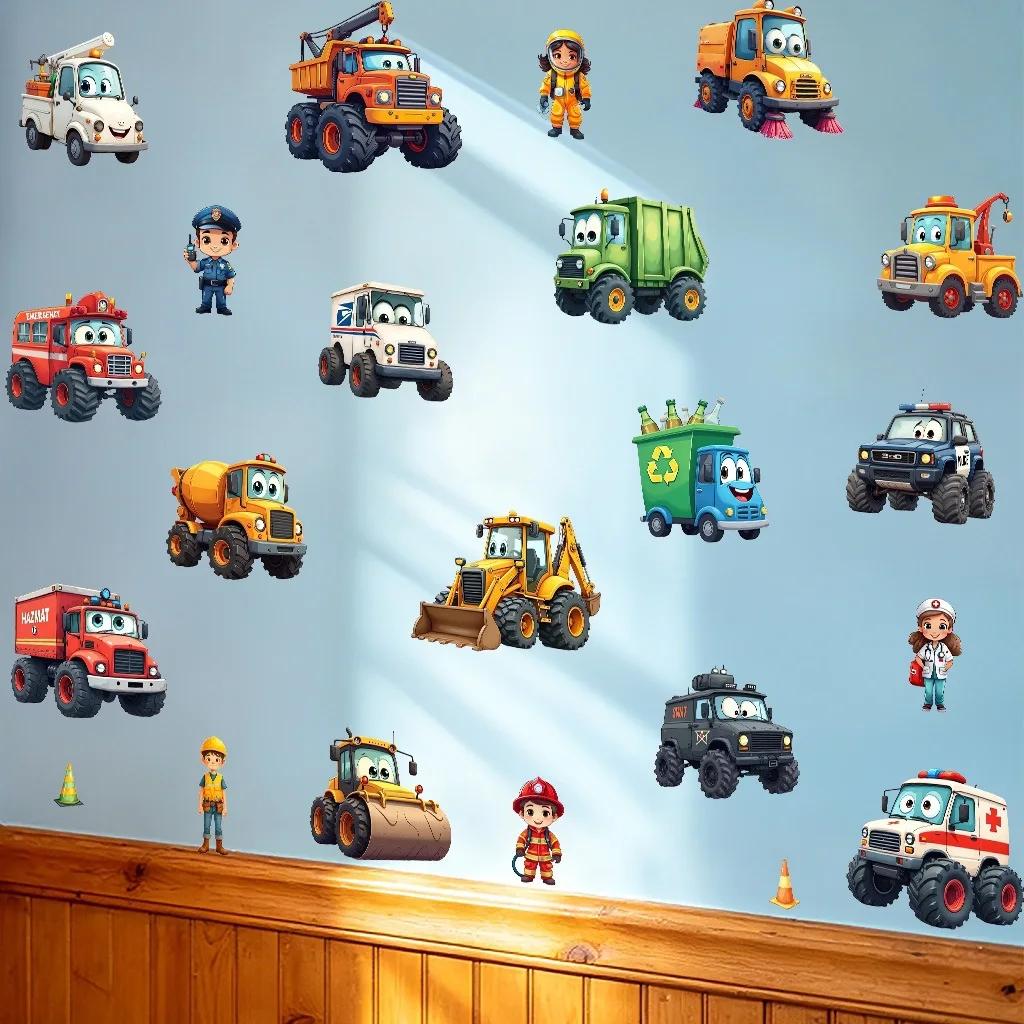 Cartoon-Autos Traktor LKW Aufkleber Wandsticker Kinderzimmer Dekoration DIY Auto Kunst Kindergeschenk Scrapbooking Aufkleber