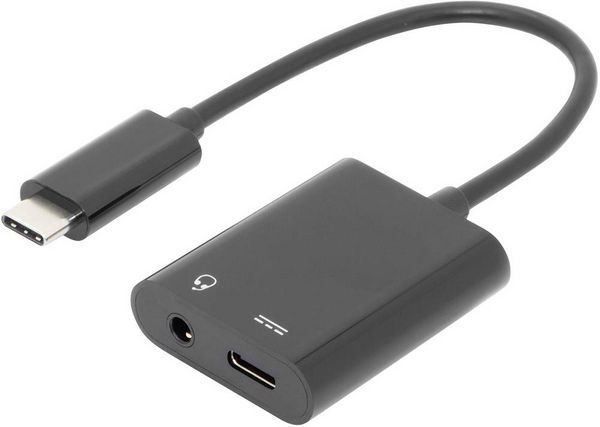 Digitus Audio Adapterkabel [1x USB-C® Stecker - 2x USB-C® Buchse, Klinkenbuchse 3.5 mm] AK-300400-002-S 20.00 cm Geschirmt, doppelt geschirmt