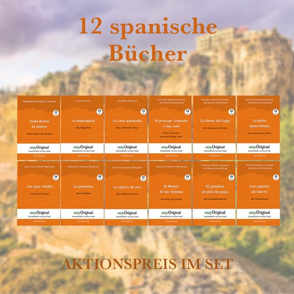12 spanische Bücher (Bücher + 12 Audio-CDs) - Lesemethode von Ilya Frank, Set von Cuentos,Gustavo Adolfo Becquer,Federico García Lorca,Joaquín
