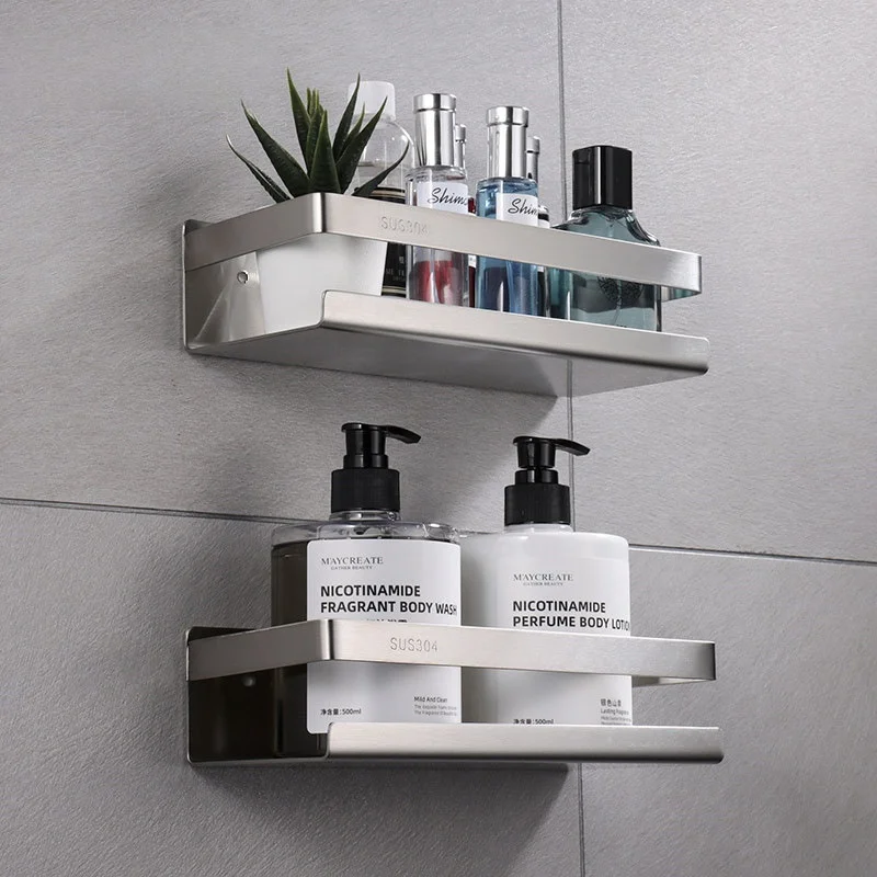 Support de rangement de salle de bain en Nickel brossé, étagère murale de salle de bain SUS304, support organisateur de salle de bain, étagère d
