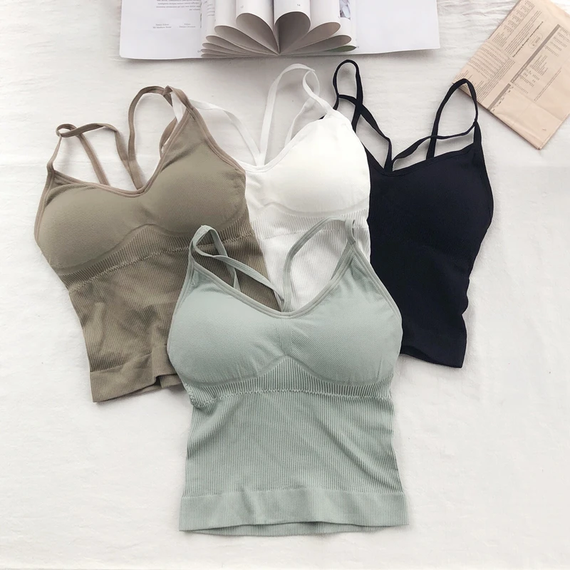 Femmes sous-vêtements en coton soutien-gorge Push Up haut Sexy femmes jarretelle débardeur mode couleur unie Lingerie femme capote Brassreie