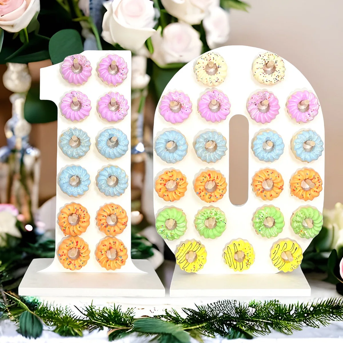 Holz Donuts Ständer Halter Süße Warenkorb Donut Party Rustikale Hochzeit Tisch Dekor Donut Geburtstag Party Candy Bar Baby Dusche Dekor