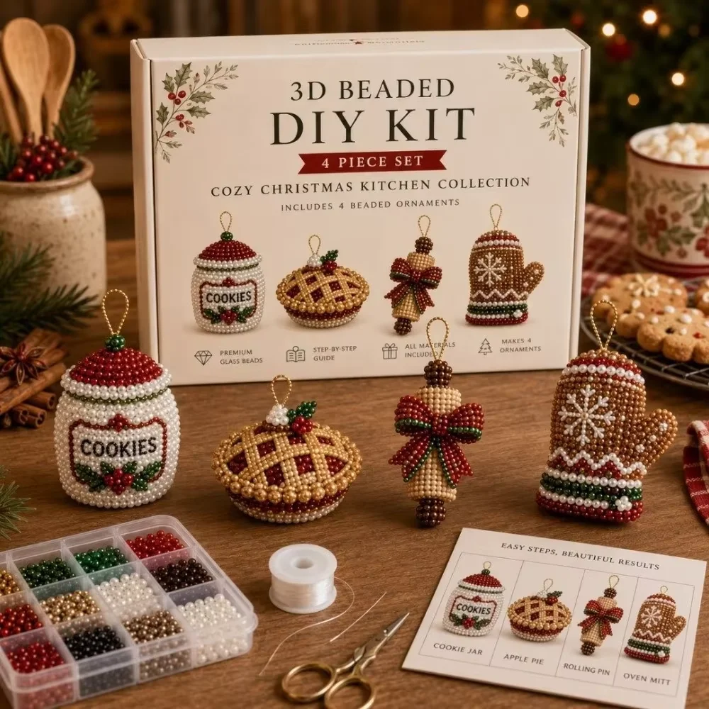 Kit de Bricolage Créatif de Noël en Perles 3D avec Instructions, Ensemble d'Art Perlé, Kit de Bricolage Fait Main pour Débutants