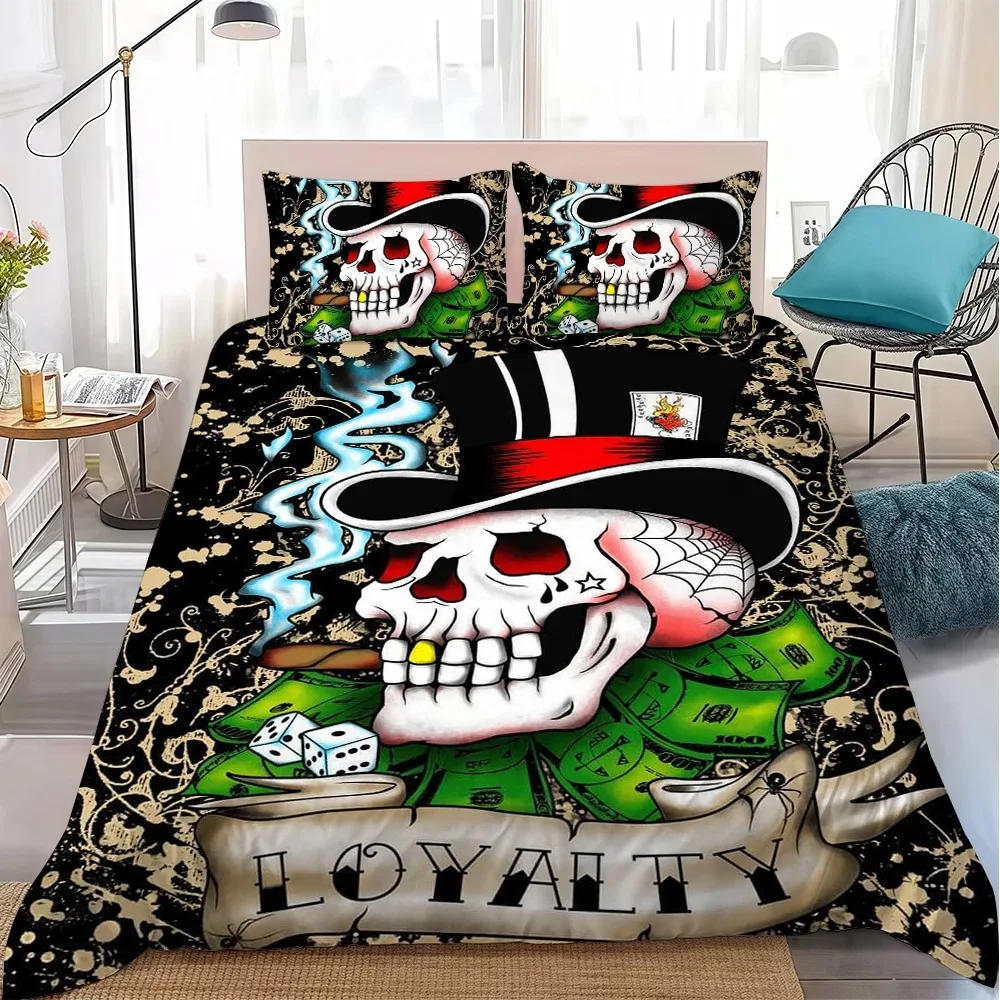 Ensemble de literie Ed-H-hardy T-Tattoo Tiger Skull, ensemble de literie pour lit simple, double, queen, king size, pour chambre d