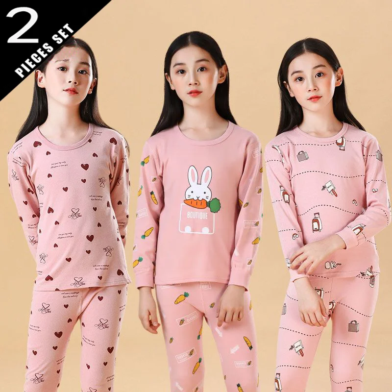 Nouvel ensemble de sous-vêtements pour garçons et filles 2026, vêtements pour enfants, ensembles automne-hiver, hauts chauds + pantalons, 2 pièces, vêtements pour enfants, vêtements de maison, pyjamas, 3-14 ans