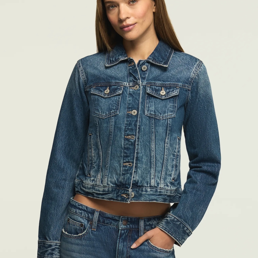 Lucky Brand Denim Shrunken Trucker Jacket - Women's Clothing Outerwear Jackets Coats in Unique Wash, Size XL