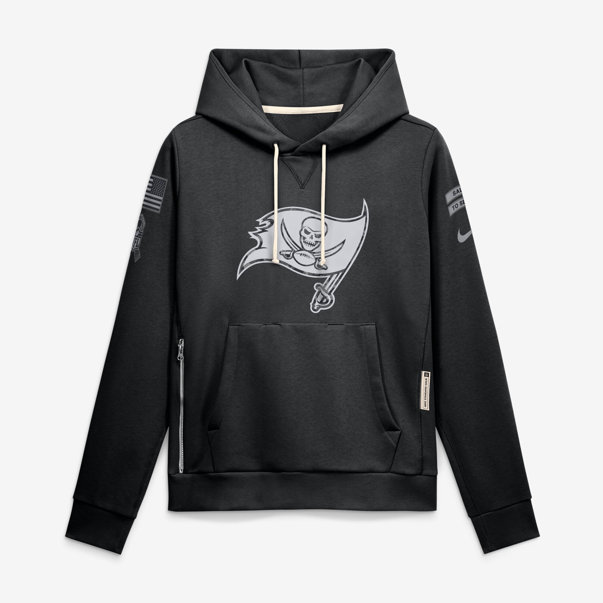 Schwarzer Nike Damen-Pullover-Hoodie „Tampa Bay Buccaneers 2026 Salute to Service Sideline Dri-FIT“