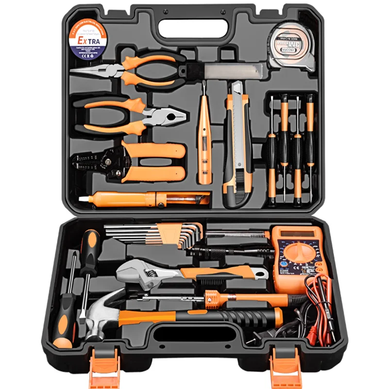 Ensemble d'outils de quincaillerie pour la maison, kit d'outils combiné, boîte à outils, ensemble d'outils cadeau, collection complète d'outils de quincaillerie.