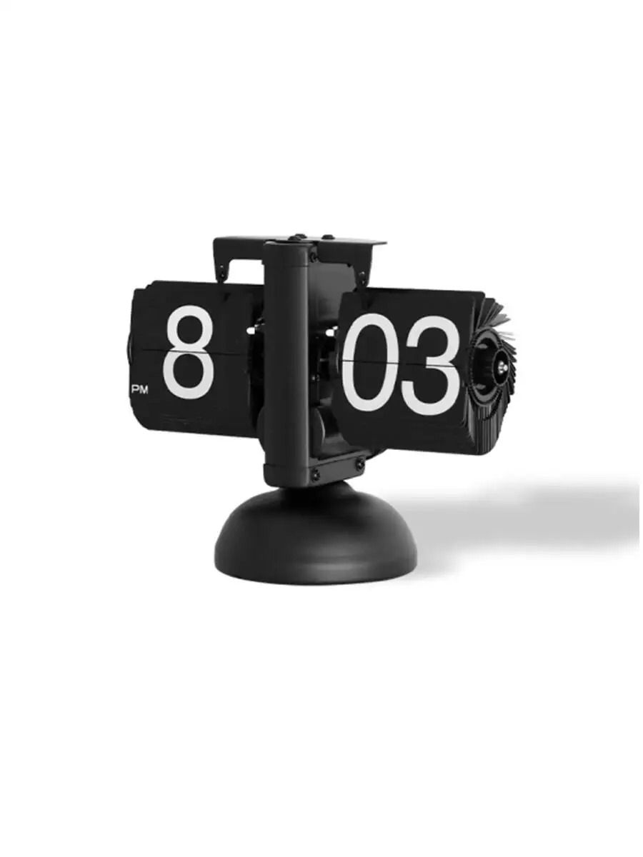Vintage Automatic Flip Down Desk Clock Retro Mechanical Table Clock upgraded Black
