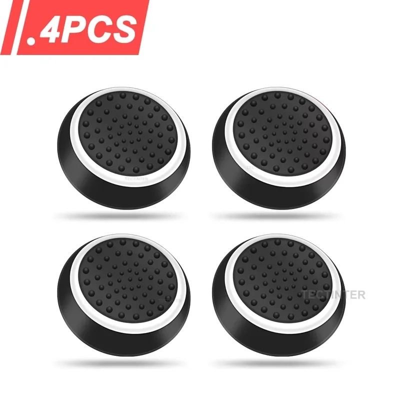 4PCS Silicone Thumb Grips For PS4 Xbox And Steam Deck Controllers black white