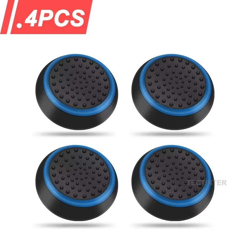 4PCS Silicone Thumb Grips For PS4 Xbox And Steam Deck Controllers black blue