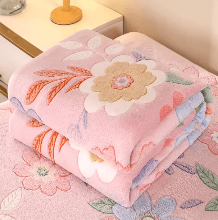 Floral Fleece Travel And Pet Blanket youxiang 70x100cm 1pc