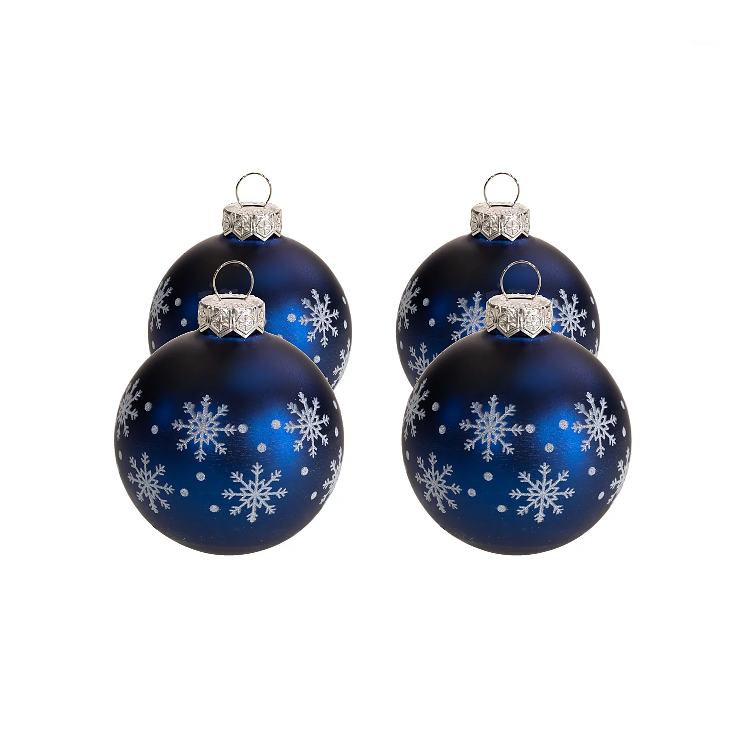 Boules de Noël "flocons de neige" en verre, 6 cm Ø, 4 pièces