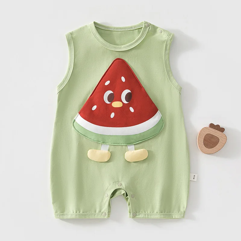 Vêtements pour bébé, combinaison fine pour nouveau-né, printemps et été, sans manches, pour bébés garçons et filles, vêtements à capuche pour ramper