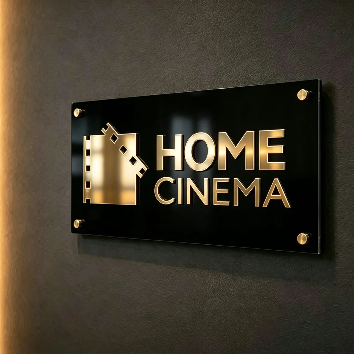 Plaque Murale Personnalisée HOME CINEMA 4K Ultra HD en Acrylique Premium pour Décoration de Salle de Cinéma à Domicile, Cadeau pour Salle de Films