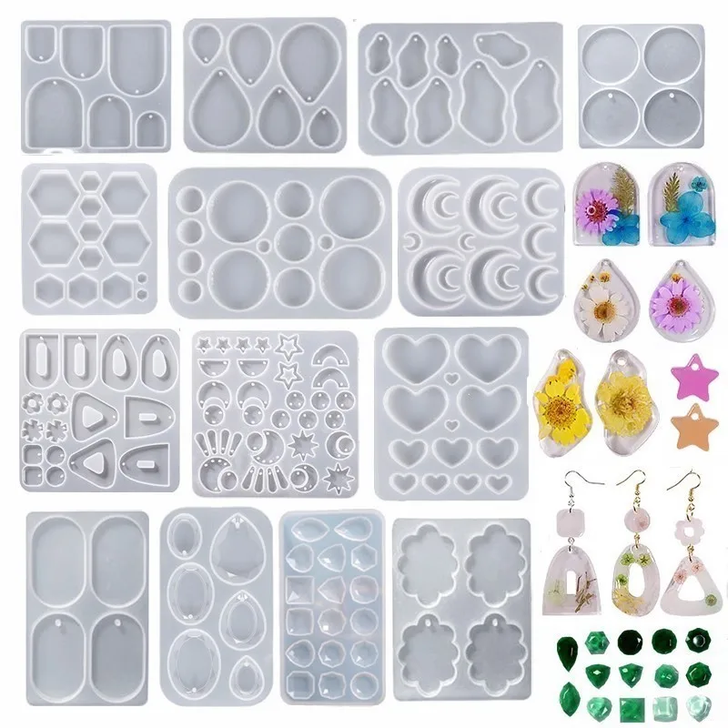 SNASAN moule en Silicone pour boucles d'oreilles pendentifs motifs géométriques bricolage résine époxy moule de moulage outil de fabrication de bijoux bricolage à la main