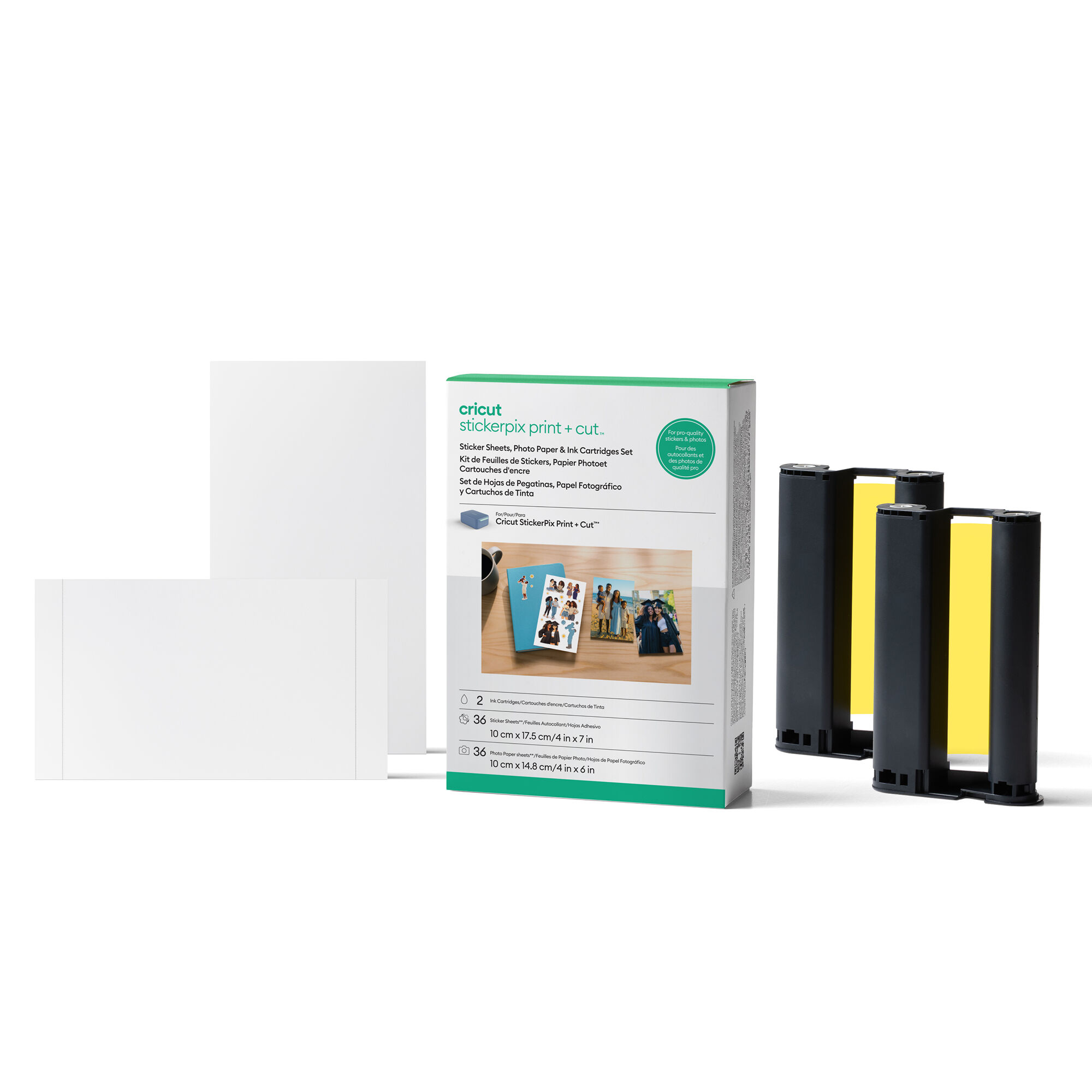 Cricut StickerPix Print + Cut Sticker Sheets | Photo Paper & Ink Cartridges Set (72 Prints)
