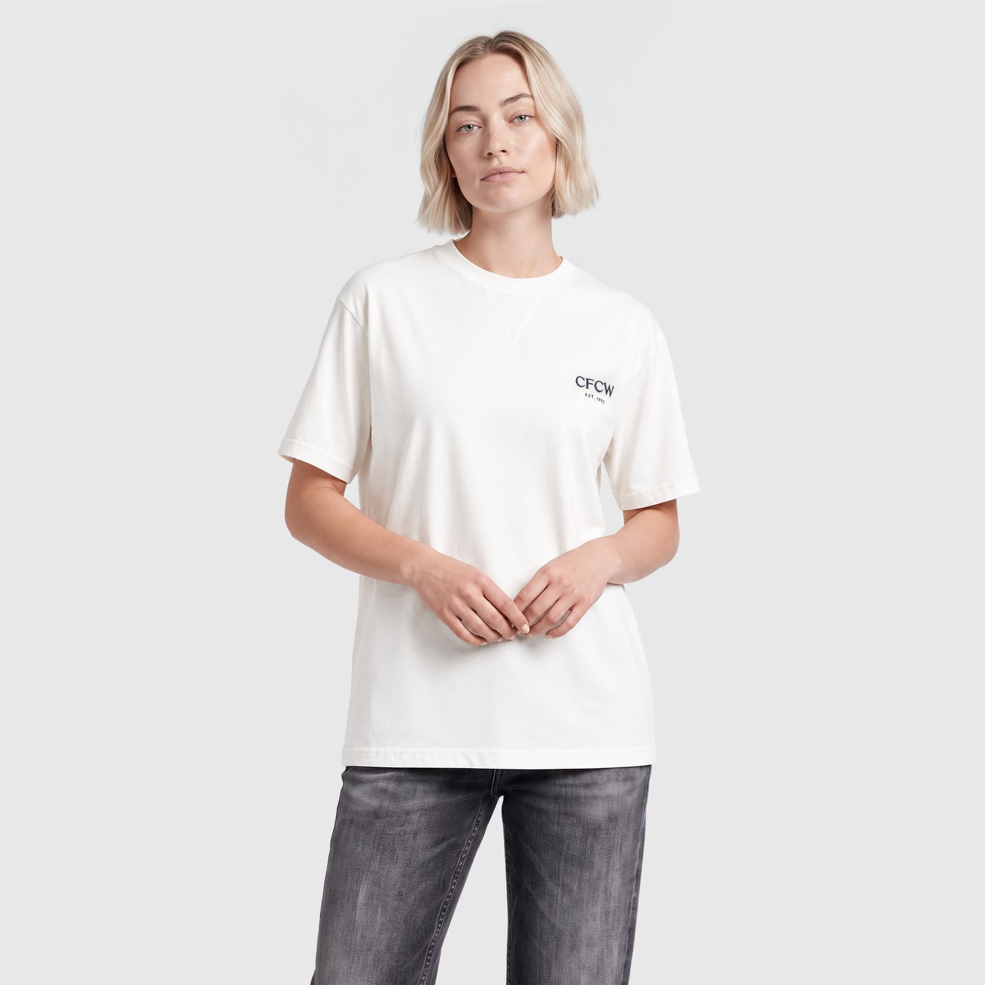Chelsea CFCW T-Shirt mit lockerer Passform – Weiß – Damen