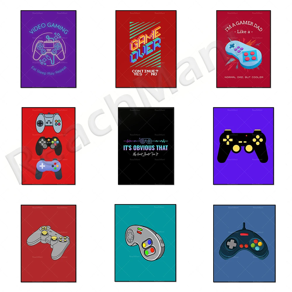Updated video game controller poster boyfriend gift gamer wall gamepad art canvas painting and retro printing for game room