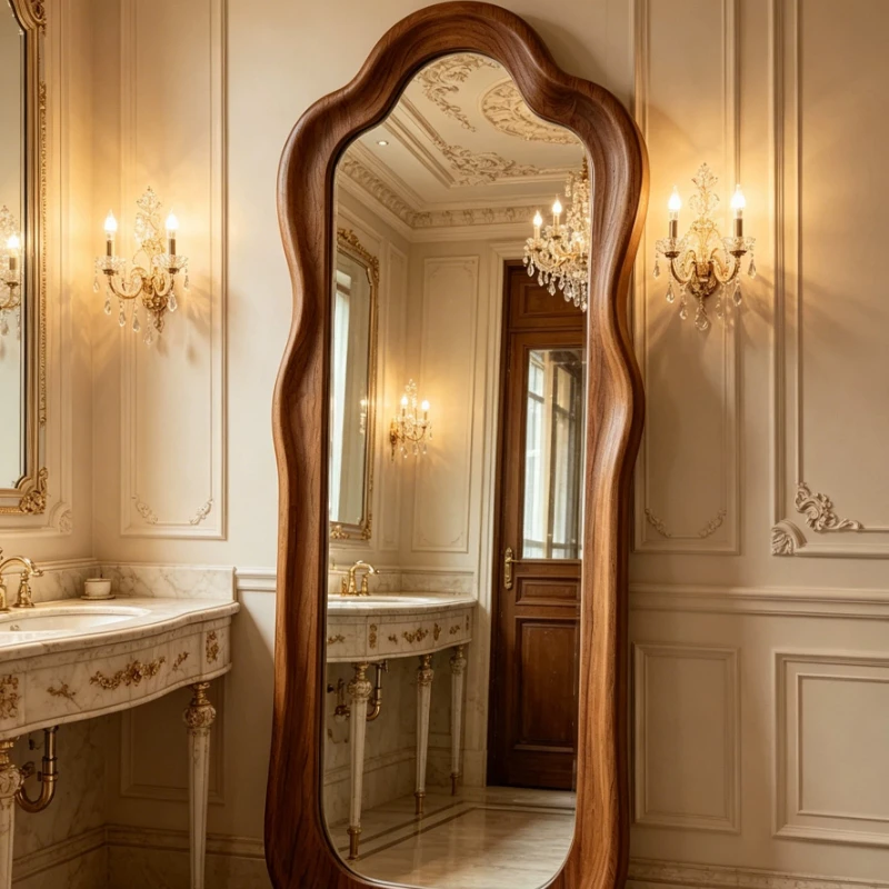 Luxuriöse Ganzkörperspiegel für das Wohnzimmer, Rahmenspiegel, Standspiegel, Design-Dekor, Retro-Spiegel, Wohnmöbel, Bodenspiegel
