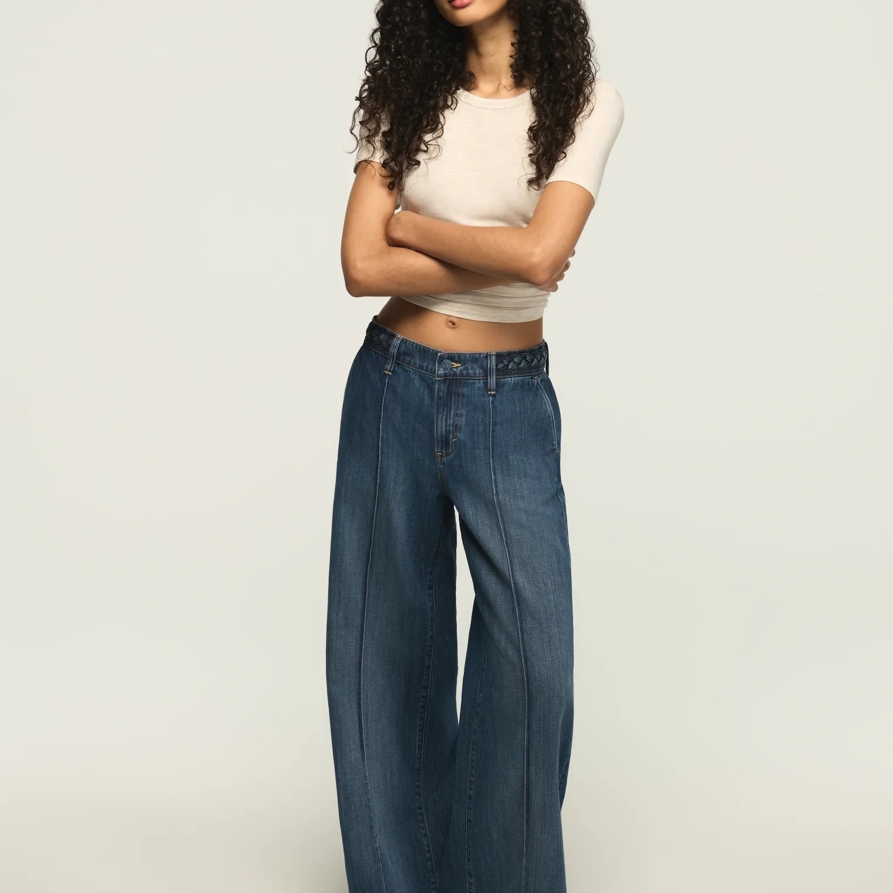 Lucky Brand Braided Wide Leg - Women's Pants Denim Wide Leg Jeans in Tidying Up Wash, Size 28 x 31