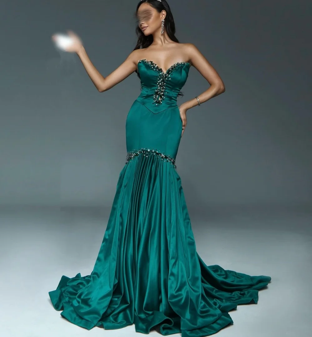 Customized High Quality Glitter Celebrity Dresses Sweetheart Glitter Evening Dress Rhinestone Mermaid Party Gown Long Dresses