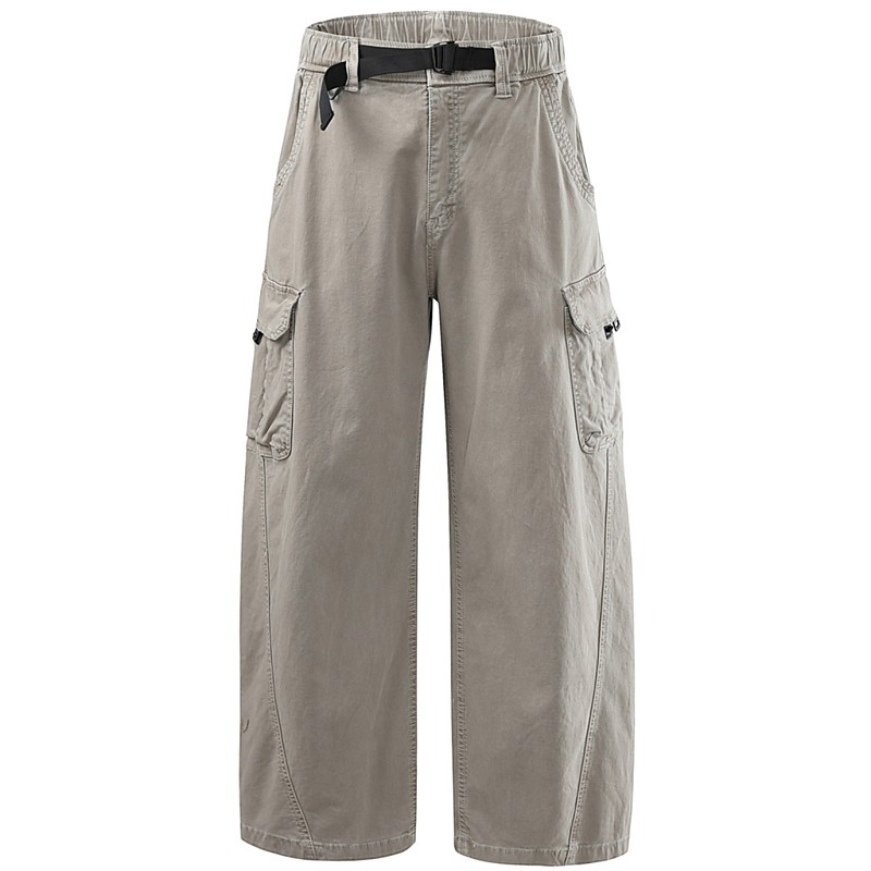 Men's Cargo Pants Trousers Barrel Pants Multi Pocket Flap Pocket Plain Comfort Wearable Daily Outdoor Camping Hiking Streetwear Stylish Black Light Grey Inelastic
