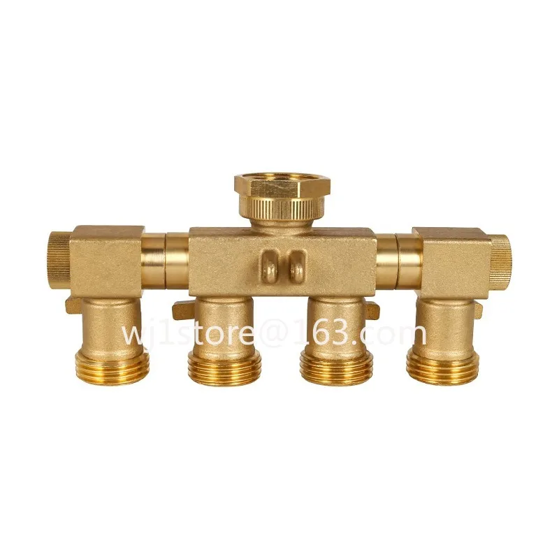 All copper garden four-way ball valve 3/4 inch hose diverter outdoor water nozzle garden irrigation accessories