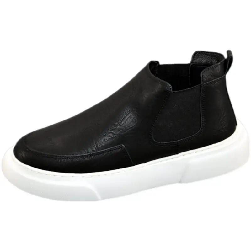 Herrenschuhe mit dicker Sohle, High-Top-Sneaker für Herbst und Winter, Slip-On-Freizeitschuhe, warme modische Streetwear-Schuhe.