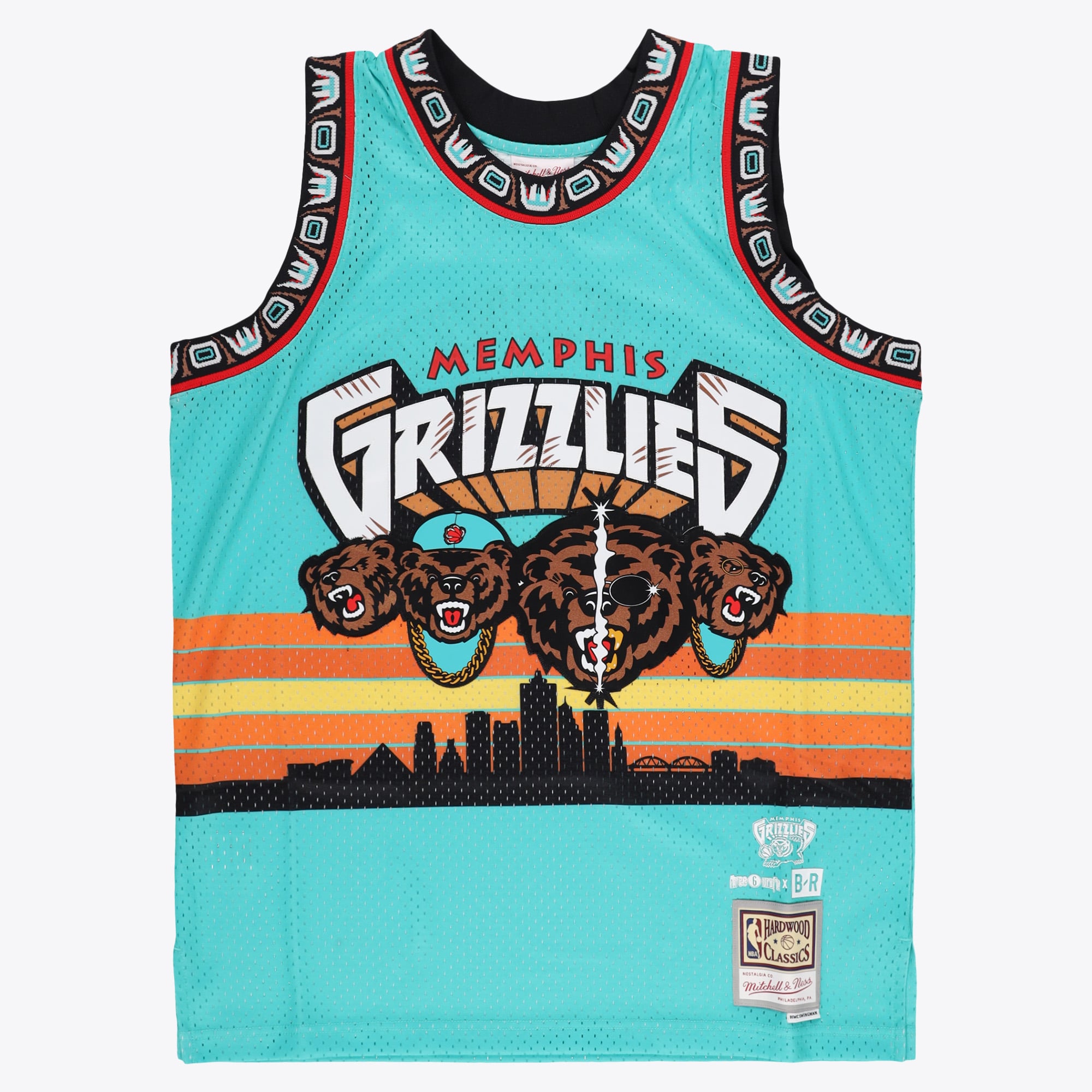 Maillot Memphis Grizzlies Mitchell & Ness X Three 6 Mafia BR Remix – Bleu Sarcelle - Homme Taille: XL