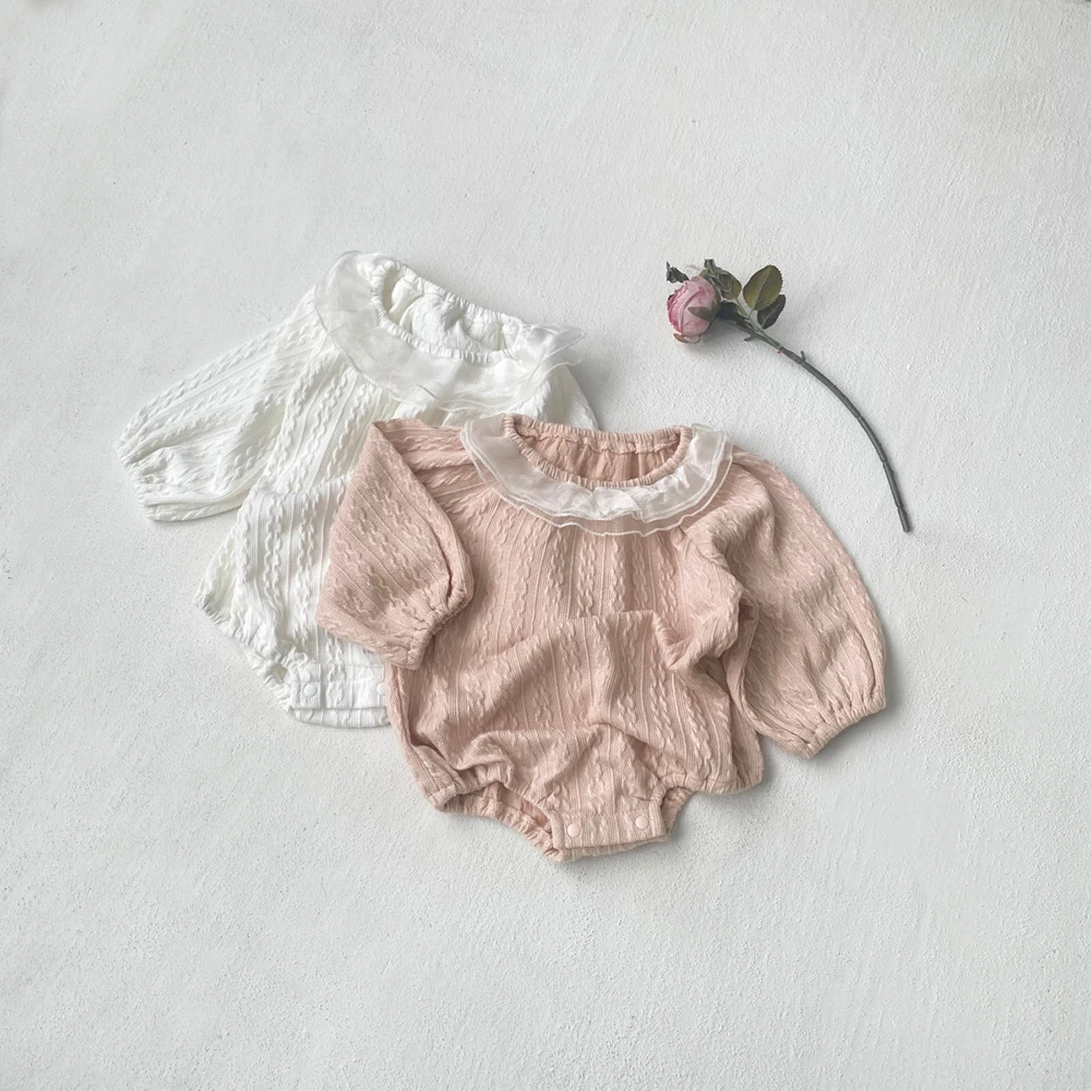 Combinaison en dentelle pour bébé, vêtements amples et fins pour nourrissons, body et combinaison pour bébés filles de 3 à 24 mois, vêtements pour bébés de couleur unie