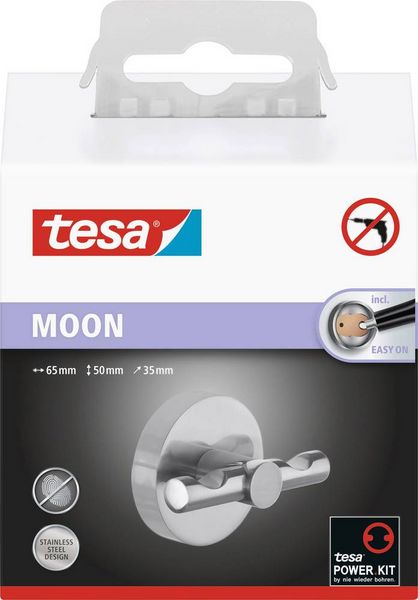 tesa MOON Garderobenhaken (L x B x H) 65 x 50 x 35 mm Silber Inhalt: 1 St.