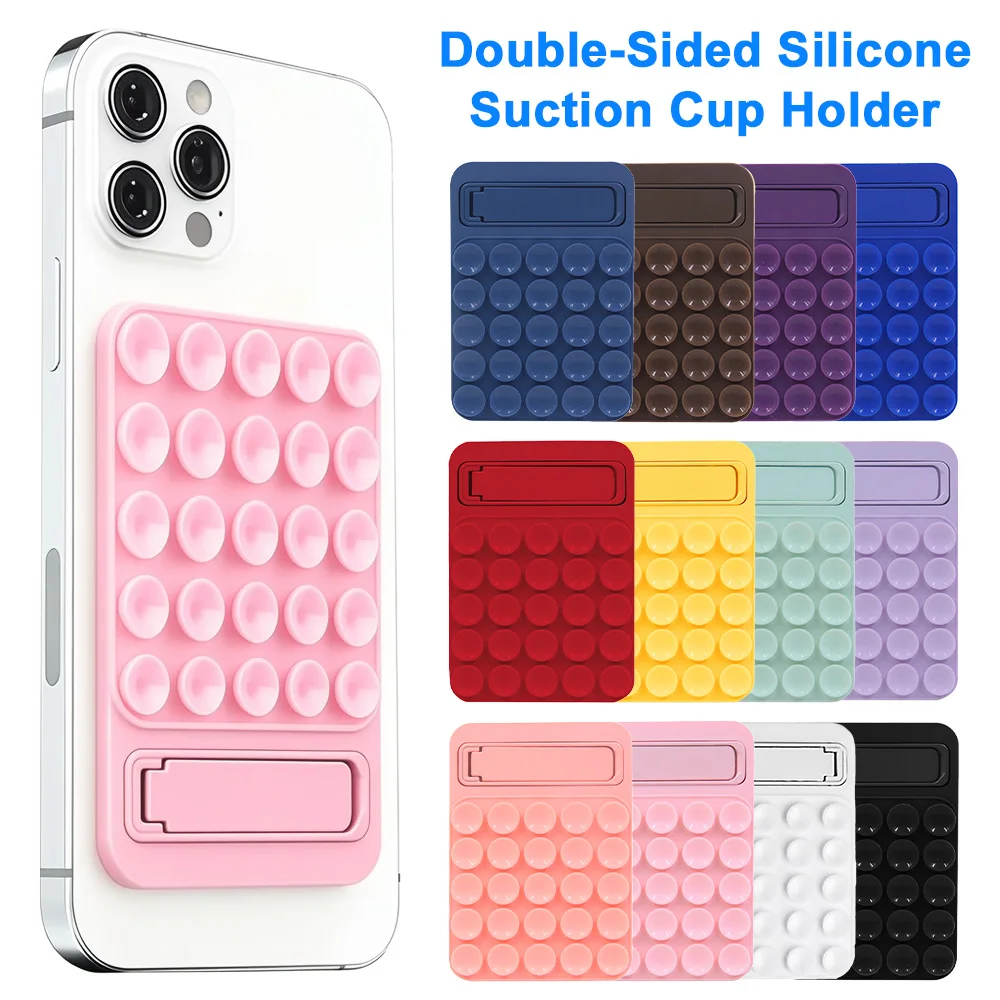 Double sided Silicone Suction Cup Phone Stands Universal Phone Mount Mirror Shower Phone Holder Foldable For Selfies And Videos