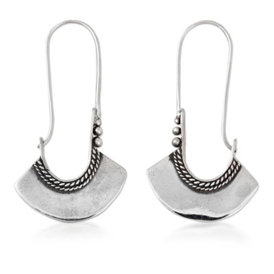 Hollow Bell,'Women's Sterling Silver Hoop Earrings'