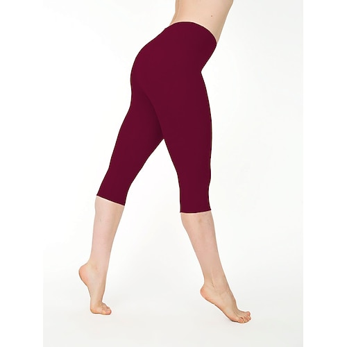 Damen Sport Leggings Yogahose Po-Lifting Bauchkontrolle Hohe Taille Fitnesstraining Laufen Fitness Capri Leggings Unterteile Einfarbig Dunkelgrau Schwarz Weiß Sport Sportkleidung Hohe Elastizität