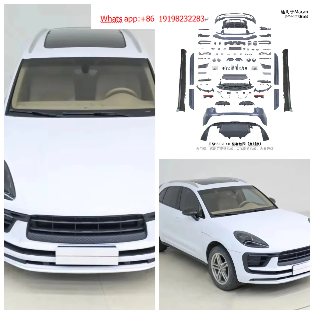 Kit de carrosserie OE 95B.3 pour Macan 95B (2014-2023) – Pare-chocs avant et arrière, facelift, pièces auto en plastique, occasion et neuf