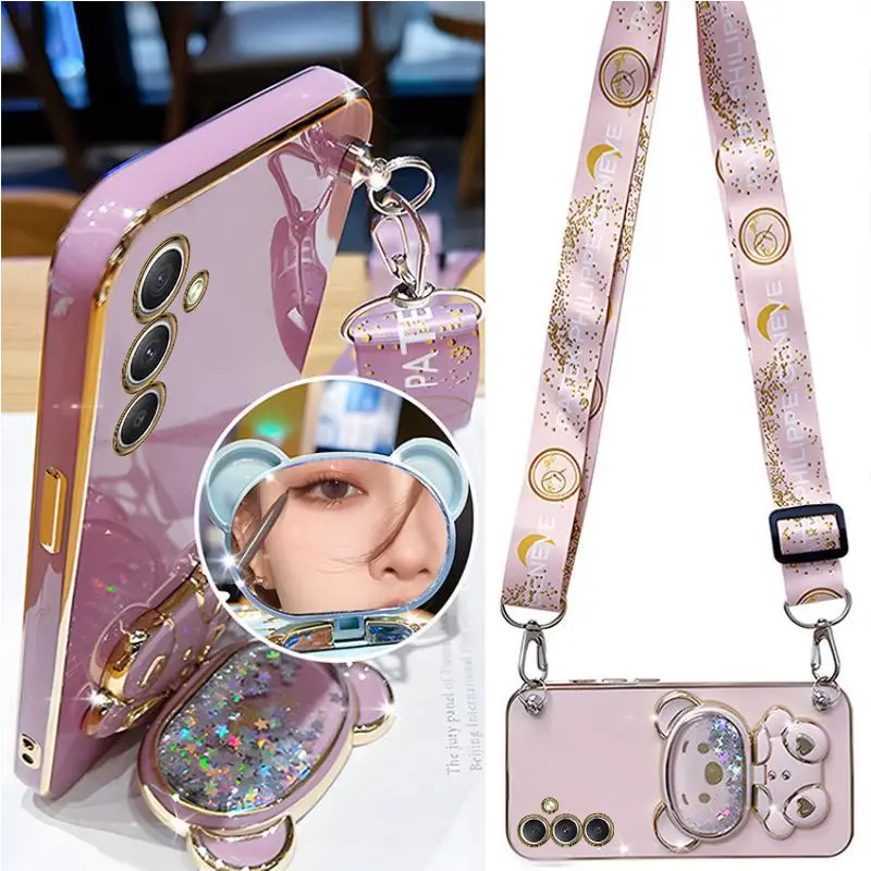 Nette Quicksand Bär Strap Telefon Fall Für Samsung Galaxy A34 A21S A20S A54 5G A10 A10S A11 A12 A13 a14 A750 A23 A02 A04 A54 Abdeckung