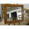 4" CHUNKY MEDIUM OAK STAINED SOLID PINE WALL AND OVERMANTLE MIRRORS - VARIOUS (Bevel Mirror Glass, 31" x 27")