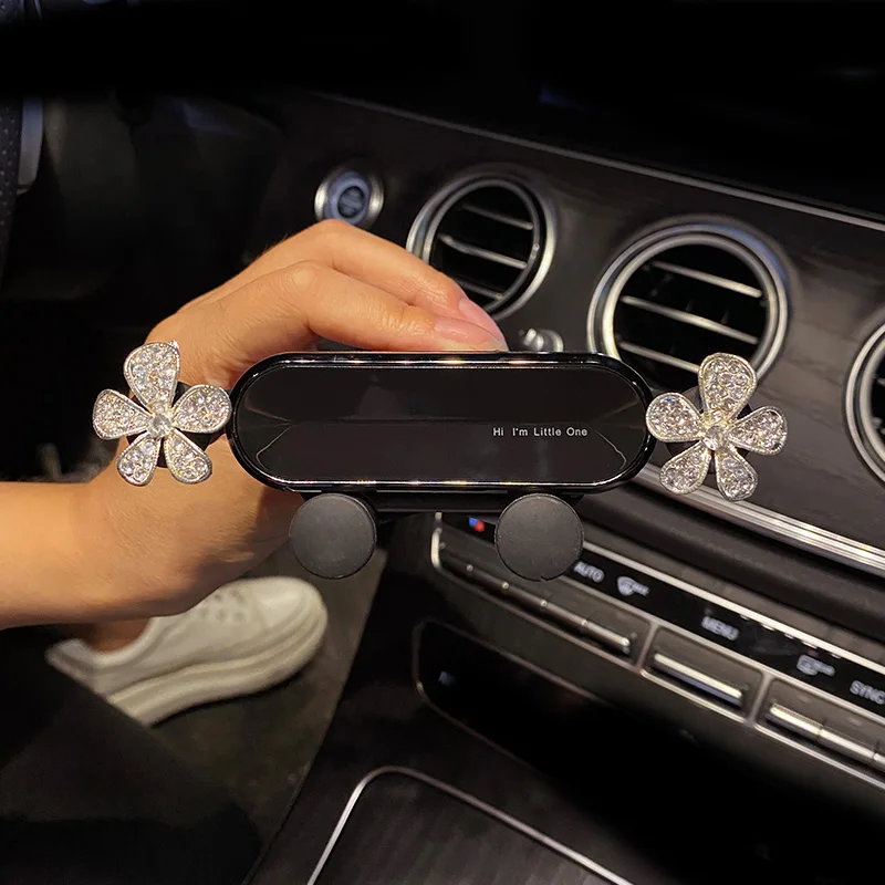 Universal Auto Telefon Halter Cartoon Diamant Blumen Schwerkraft Halterung Auto Air Vent Clip Montieren Handy Halter GPS Stand in auto