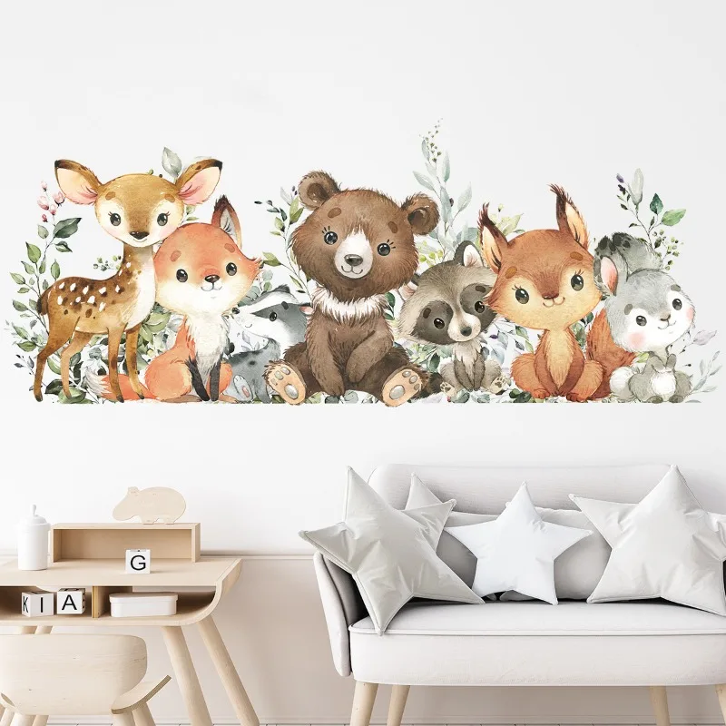 1 Stück Cartoon Niedlicher Bär Hirsch Lächelndes Tier Wandaufkleber für Schlafzimmer Wohnzimmer Kinderzimmer Dekoration Wandtattoos Kinderzimmer Dekor