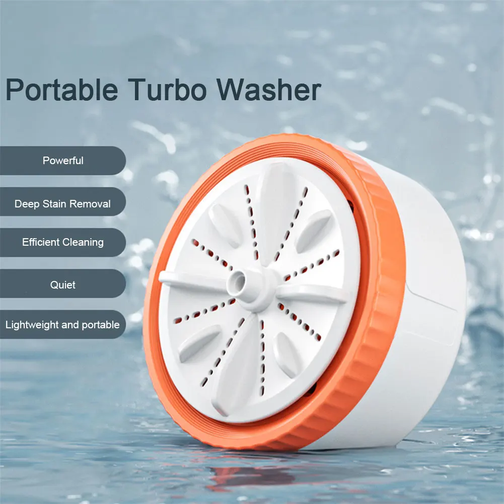 Automatic Clothes Washing Machine USB Rechargeable Turbine Washing Machine Space-Saving Lightweight for Travel Trip Apartment