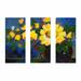 Trademark Fine Art "Fiesta" by Sheila Golden 3 Piece Painting Print on Canvas Set Canvas in Blue/Green/Yellow | 32 H x 48 W x 2 D in | Wayfair
